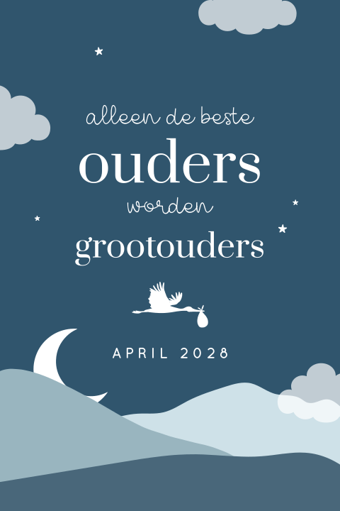 Zwangerschapsaankondiging kaart donkerblauw opa en oma