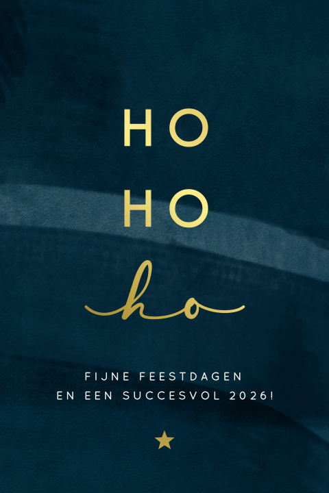 Kerstkaart zakelijk Ho Ho Ho met goudfolie