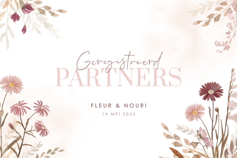 Romantische uitnodiging geregistreerd partnerschap met bloemen