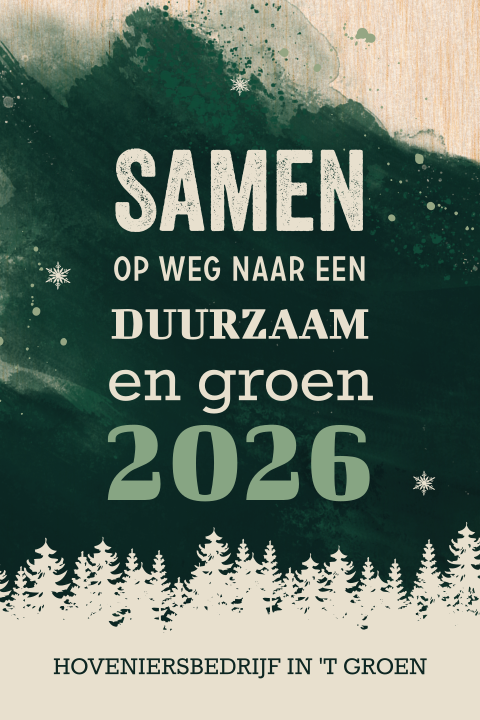 Houten zakelijke kerstkaart watercolour groen