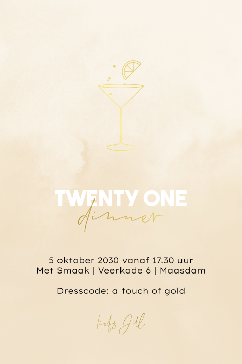 Goudfolie uitnodiging verjaardag 21 jaar