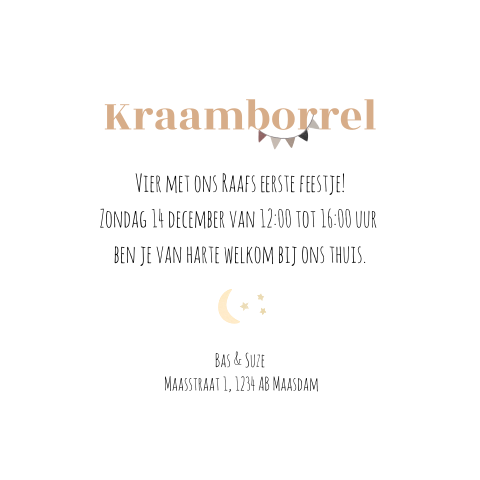 Lief kraamborrelkaartje met maan en sterren
