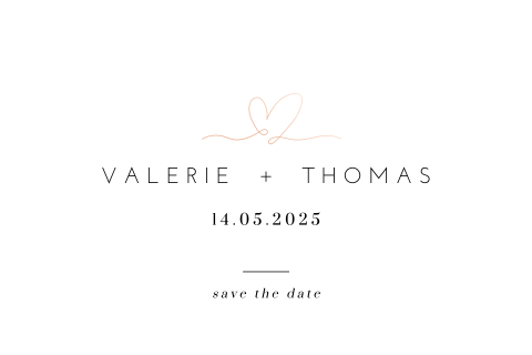 Save the date uitnodiging met roségoudfolie hartje