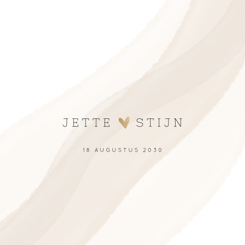 Trouwkaart met water color in beige