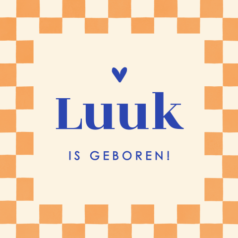 Geboortebord tuin met colorblocking oranje en blauw