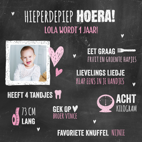 Hippe kaart kinderfeestje in krijtstijl
