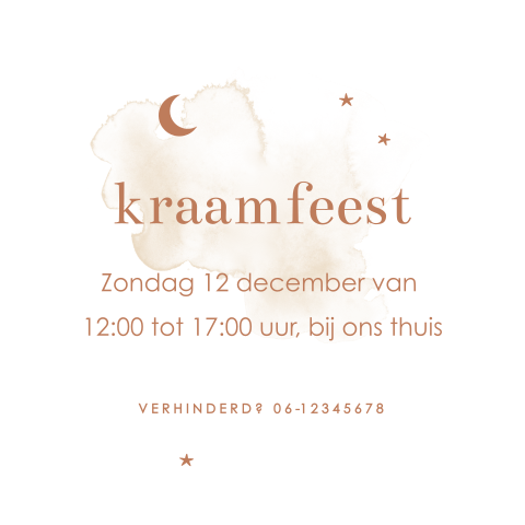 Kraamborrelkaartje met sterretjes en maan