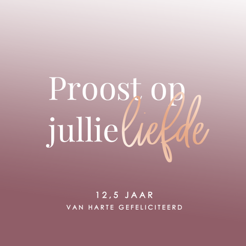 Felicitatiekaartje huwelijksjubileum met roséfolie en kleuroverloop