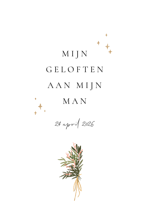 Minimalistisch geloftenboekje met takje