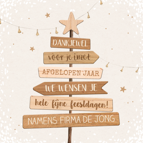 Zakelijke kerstkaart met houten wegwijzer en ster