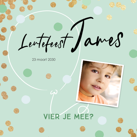 Vrolijke Lentefeest uitnodiging met confetti