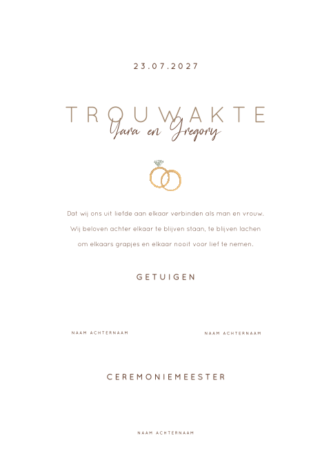 Trouwakte met illustratie van ringen