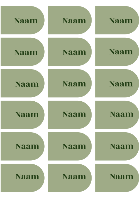 Naamkaartjes boogvormig in groentinten