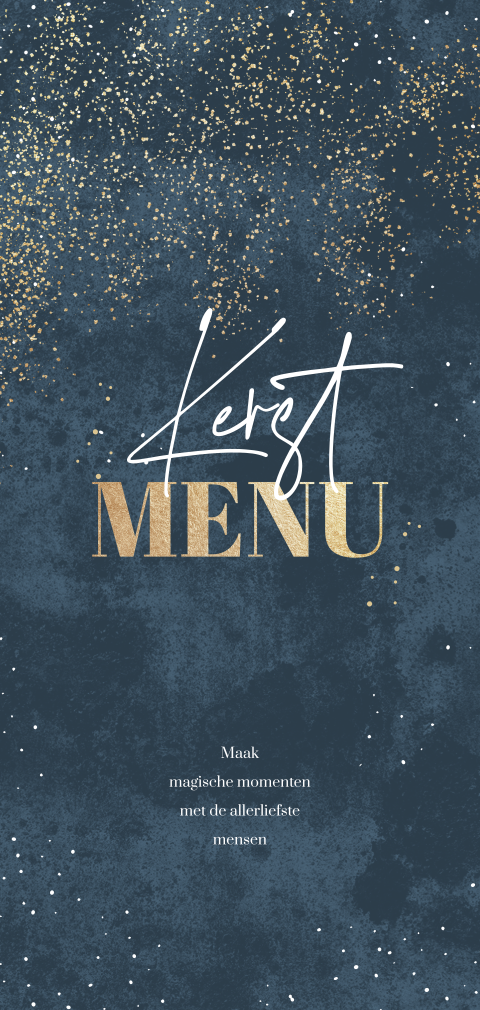 Stijlvol kerstmenu met donkerblauw en goud