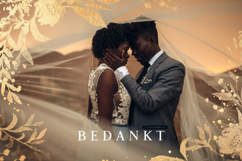 Botanische bedankkaart voor bruiloft met goud