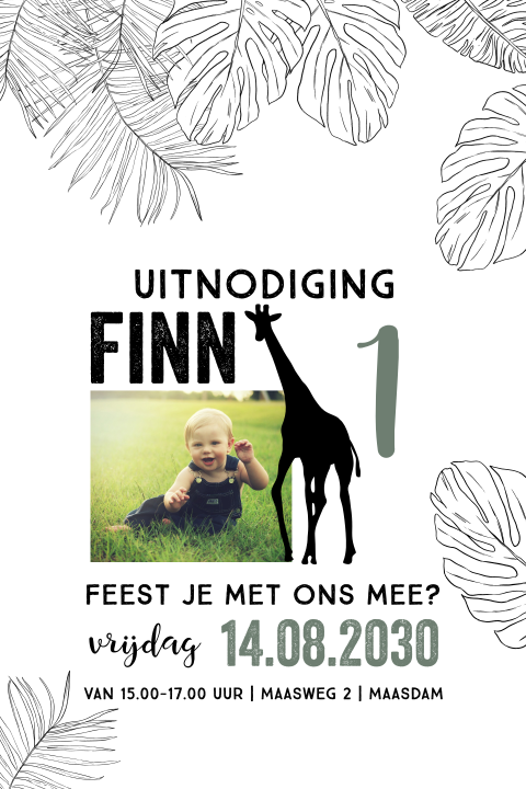Kinderfeestje uitnodiging verjaardag jungle