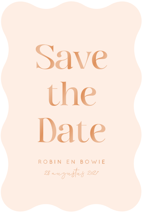 Save the date kaart originele vorm met oranje tinten hoogglans