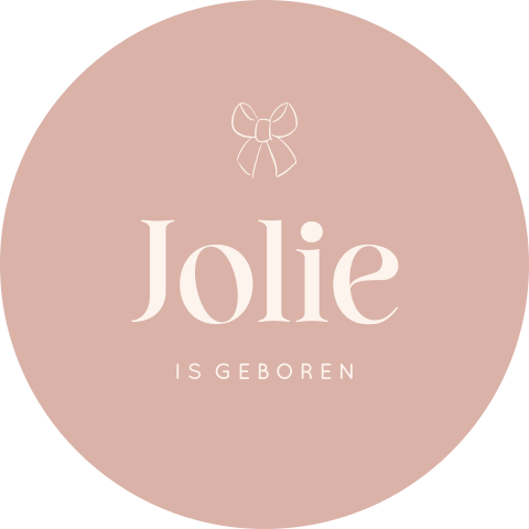 Raamsticker in oudroze met klassieke typografie en strikje