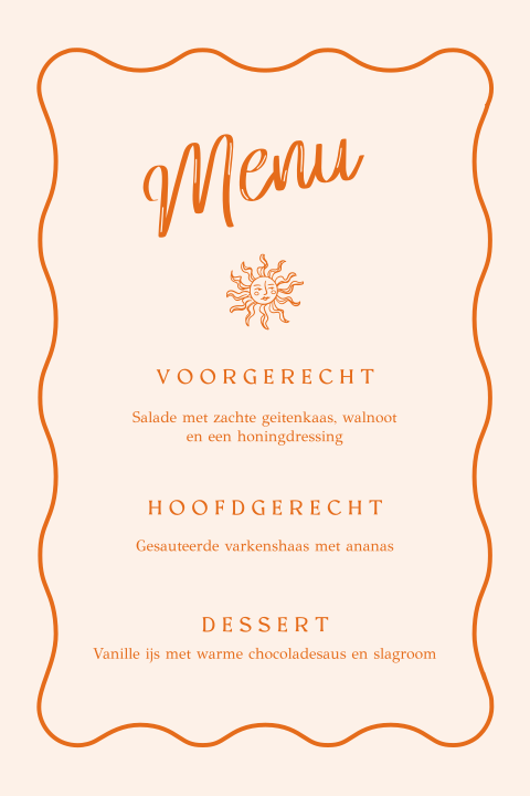 Menukaart zomer voor Italiaanse bruiloft 