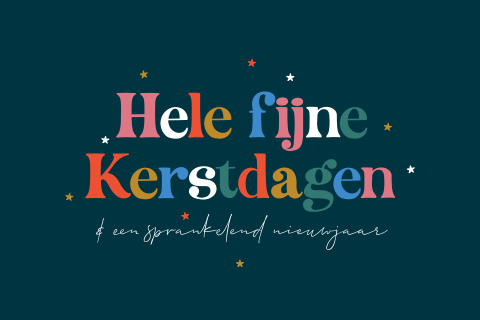 Vrolijke kerstkaart met kleurrijke letters
