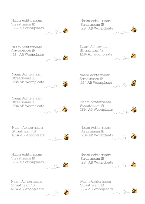 Adresstickers met bijtje voor geboortekaartje