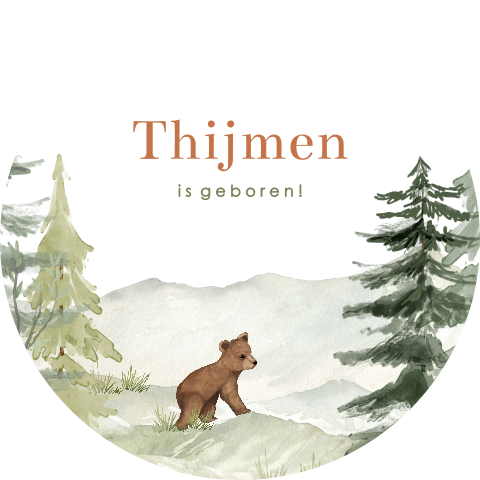 Raamsticker met naam en een schattige beer