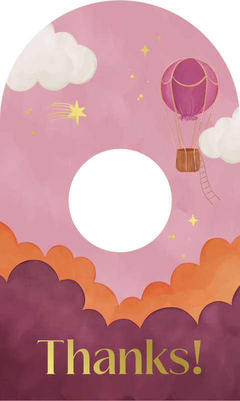 Boogkaartje roze met luchtballon en goudfolie