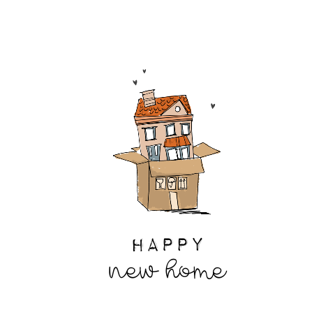 Felicitatie nieuwe woning met leuke illustratie