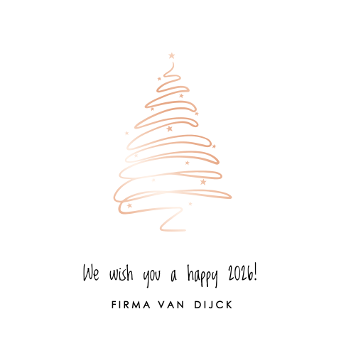 Unieke kerstkaart met lijntekening in rosefolie