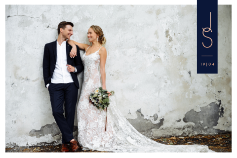 Klassieke bedankkaart bruiloft met trouwfoto