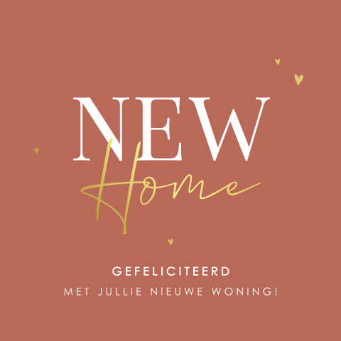 Nieuwe woning felicitatiekaart met goudfolie