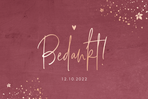 Romantische bedankkaart met roségoudfolie