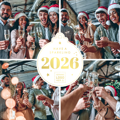Zakelijke kerstkaart met vier foto's