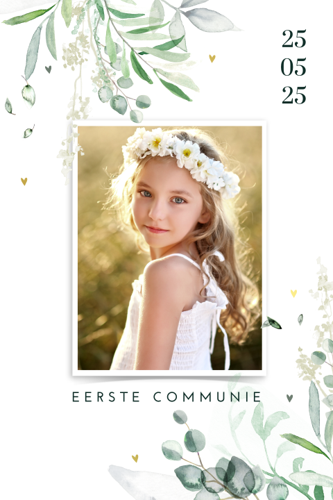Communie bedankkaart botanisch