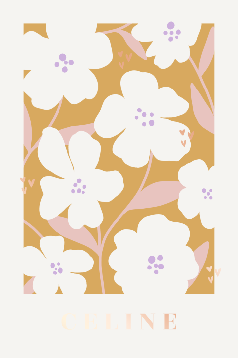 Uniek geboortekaartje voor meisje met bloemen en roséfolie