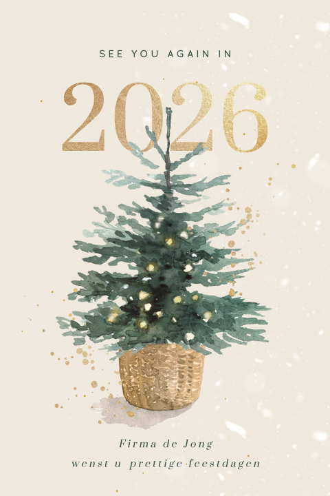 Zakelijke kerstkaart met illustratie van kerstboom