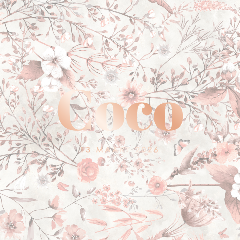 Geboortekaartje Poespas Vintage Flowers roze vierkant