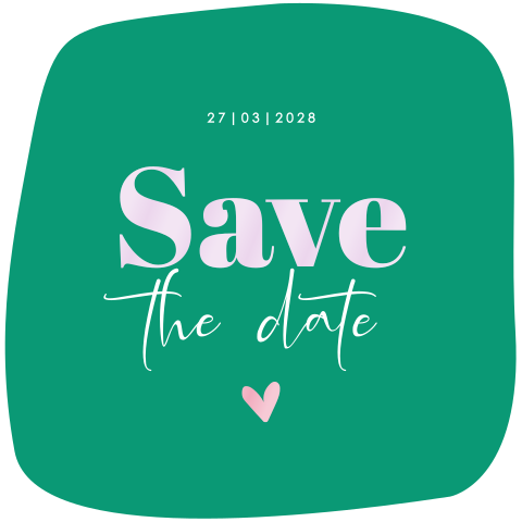 Save the Date kaart bruiloft trendy in organische vorm