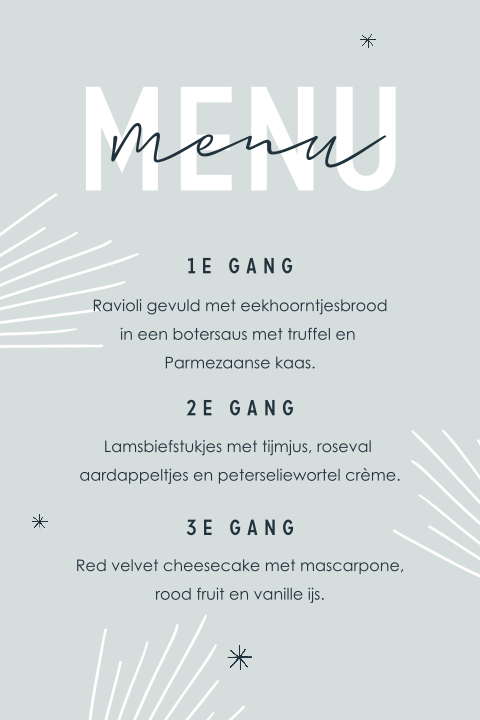 Menukaart verjaardag diner winter thema