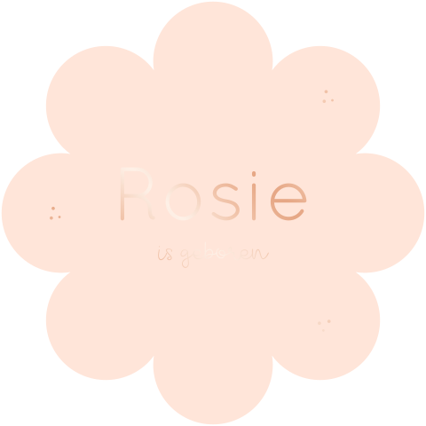 Lief geboortekaartje meisje in vorm van bloem en met roségoudfolie
