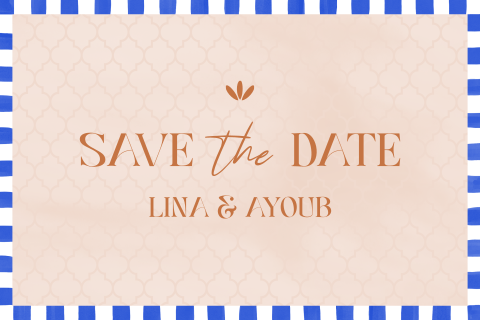 Save the date kaart bruiloft in Marrakech stijl