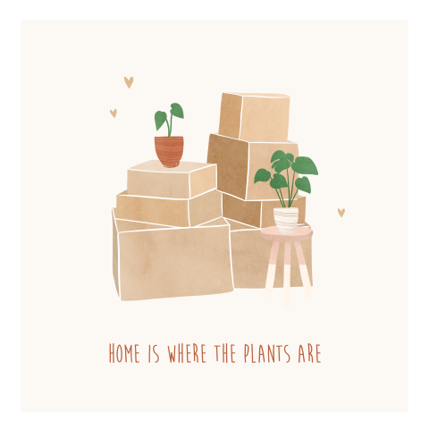 Felicitatie nieuwe woning illustratie planten