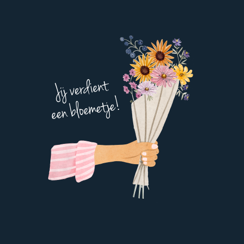 Wenskaart Nationale Secretaressedag met bosje bloemen