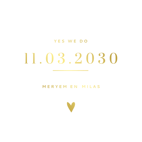 Goudfolie trouwkaart clean met 'yes we do'