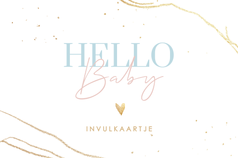 Babyshower invulkaartje met roze, blauw en goud