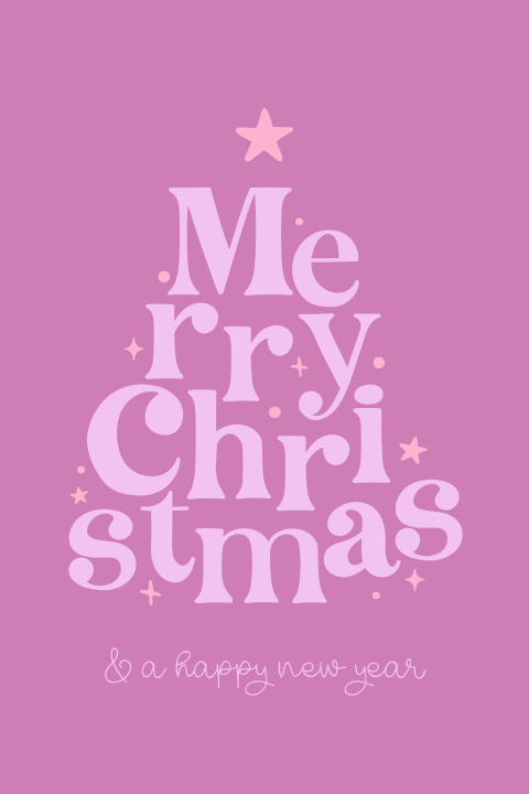 Trendy kerstkaart met roze colour blocking