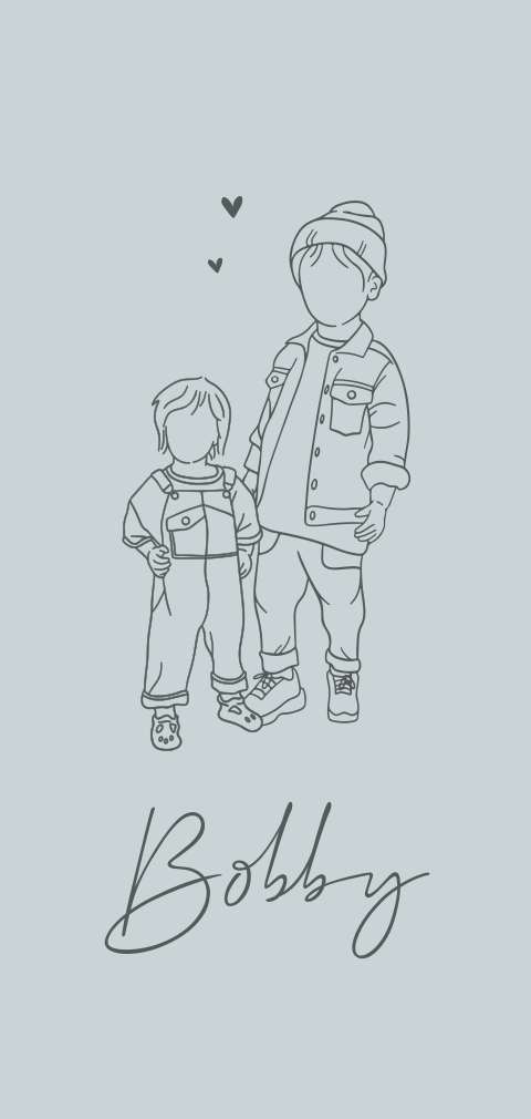 Geboortekaartje voor een broertje met persoonlijke lijntekening