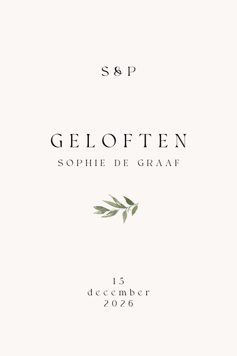 Typografisch geloftenboekje met takje