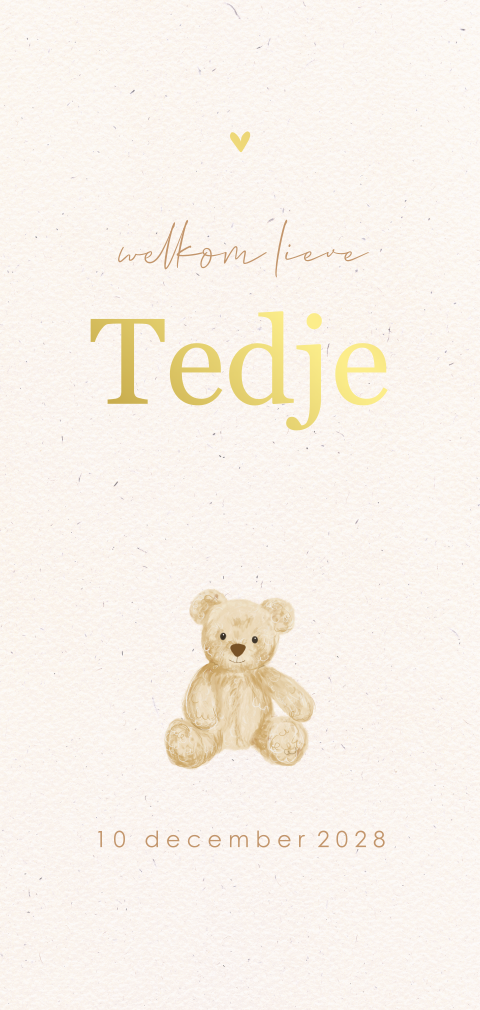 Unisex geboortekaartje met lieve teddybeer