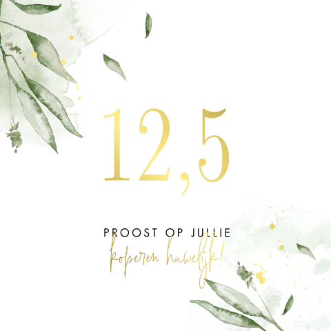 Botanische wenskaart huwelijksjubileum met watercolour en goudfolie